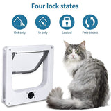 Size M Black 4-Way Locking Pet Flap Door for Cats and Small Dogs - Weatherproof Magnetic Cat Door