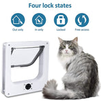 Size M Black 4-Way Locking Pet Flap Door for Cats and Small Dogs - Weatherproof Magnetic Cat Door