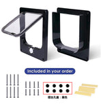 Size M Black 4-Way Locking Pet Flap Door for Cats and Small Dogs - Weatherproof Magnetic Cat Door