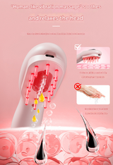 Pink Rechargeable Electric Scalp Massager with Red & Blue Light Therapy - Hair Oil & Serum Applicator Comb(Not containing essential oils)