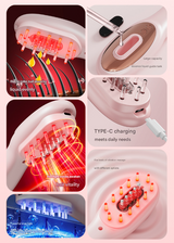 White Rechargeable Electric Scalp Massager with Red & Blue Light Therapy - Hair Oil & Serum Applicator Comb(Not containing essential oils) - Front View