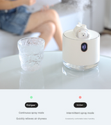 Pink Adorable Space Capsule Humidifier - Portable USB Cool Mist Maker with LED Display & Ambient Night Light - Side View