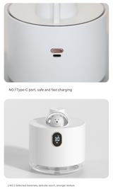 Pink Adorable Space Capsule Humidifier - Portable USB Cool Mist Maker with LED Display & Ambient Night Light - Rear View