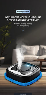 Black Smart Robotic Floor Mop with Humidifier Spray - Ultra-Slim Automatic Wet & Dry Floor Cleaner - Front View