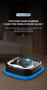 Black Smart Robotic Floor Mop with Humidifier Spray - Ultra-Slim Automatic Wet & Dry Floor Cleaner - Top-Down View