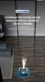 Black Smart Robotic Floor Mop with Humidifier Spray - Ultra-Slim Automatic Wet & Dry Floor Cleaner - Close-Up Angle