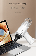 White 2-in-1 Cordless Handheld Vacuum and Air Blower - Portable & Lightweight Cleaner for Car, Home, and Pet Hair