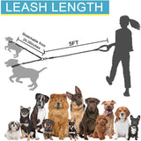Black 3-in-1 Tangle-Free Dog Leash for 1-3 Dogs - Heavy Duty Bungee Coupler with Reflective Stitching & Padded Handle - Front View