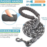 Black 3-in-1 Tangle-Free Dog Leash for 1-3 Dogs - Heavy Duty Bungee Coupler with Reflective Stitching & Padded Handle - Close-Up Angle