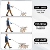 Red 3-in-1 Tangle-Free Dog Leash for 1-3 Dogs - Heavy Duty Bungee Coupler with Reflective Stitching & Padded Handle