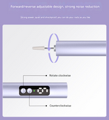 Purple Professional Electric Nail File Kit - Portable USB-C Rechargeable Manicure Drill with 6 Speeds & 5 Heads - Side View