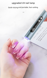 Blue Rechargeable Electric Nail Drill Pen with UV Curing Lamp - Professional All-in-One Manicure Pedicure Kit for Polishing & Gel Removal