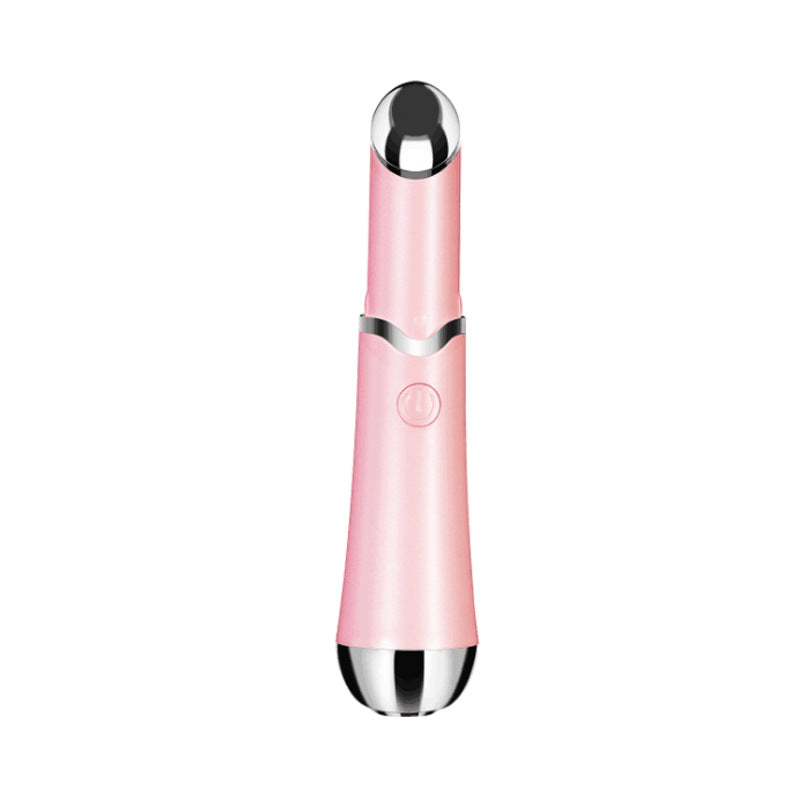 Pink Sonic Eye & Lip Massager with Red & Blue Light Therapy - Heated Vibrating Wand for Puffiness and Wrinkles