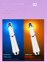 Pink Sonic Eye & Lip Massager with Red & Blue Light Therapy - Heated Vibrating Wand for Puffiness and Wrinkles - Top-Down View