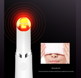 Pink Sonic Eye & Lip Massager with Red & Blue Light Therapy - Heated Vibrating Wand for Puffiness and Wrinkles - Rear View