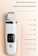 White Professional 4-in-1 Ultrasonic Skin Scrubber - Deep Pore Cleanser, Blackhead Remover & EMS Facial Lifting Tool - Front View