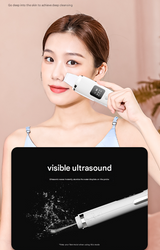 White Professional 4-in-1 Ultrasonic Skin Scrubber - Deep Pore Cleanser, Blackhead Remover & EMS Facial Lifting Tool - 45-Degree Angle