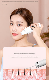 White Professional 4-in-1 Ultrasonic Skin Scrubber - Deep Pore Cleanser, Blackhead Remover & EMS Facial Lifting Tool - Close-Up Angle