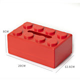 Red 2 Pcs Creative Building Block Tissue Box Holder - Wall-Mounted & Desktop Dispenser for Bathroom, Kids Room & Office Decor