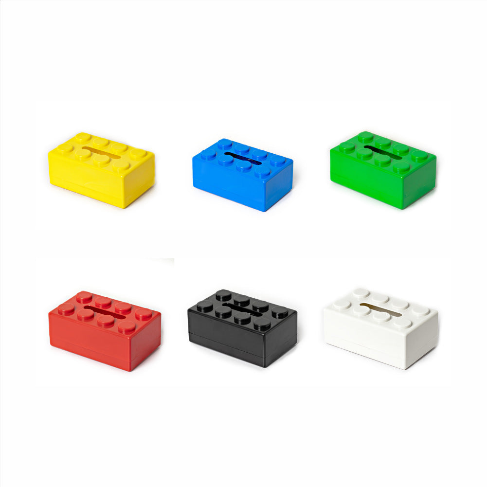 Black 2 Pcs Creative Building Block Tissue Box Holder - Wall-Mounted & Desktop Dispenser for Bathroom, Kids Room & Office Decor