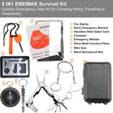 Black 8-in-1 Emergency Survival Kit - Compact Outdoor Gear for Camping, Hiking & Car - Front View