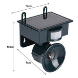 Dark Green Solar Powered Ultrasonic Animal Repeller - Motion Activated Outdoor Pest Deterrent for Garden - Side View