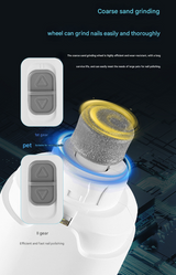 White Quiet Electric Pet Nail Grinder with LED Light - 2-Speed USB-C Rechargeable Trimmer for Dogs & Cats Grooming - Top-Down View
