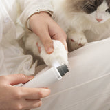 White Quiet Electric Pet Nail Grinder with LED Light - 2-Speed USB-C Rechargeable Trimmer for Dogs & Cats Grooming - Close-Up Angle