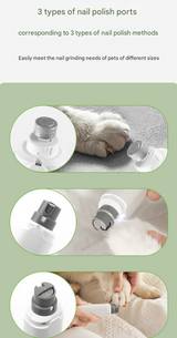 Grey Quiet Electric Pet Nail Grinder with LED Light - 2-Speed USB-C Rechargeable Trimmer for Dogs & Cats Grooming - 45-Degree Angle