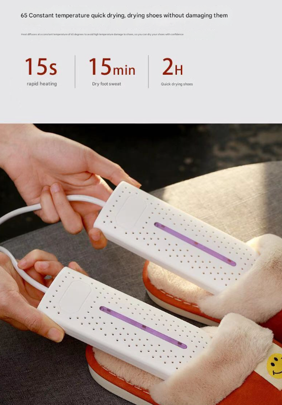 Pink Portable USB Shoe Dryer & Deodorizer - Constant Temperature Electric Boot Warmer with UV Sanitizer