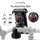 Black Heavy Duty Bike Phone Mount - Anti-Shake Motorcycle Holder with Secure Lock, 360 Rotation Cradle for All-Terrain Cycling - Top-Down View