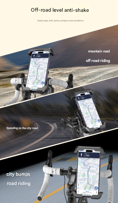 Black Heavy Duty Bike Phone Mount - Anti-Shake Motorcycle Holder with Secure Lock, 360 Rotation Cradle for All-Terrain Cycling