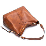 Brown Womens Soft PU Leather Hobo Bag - Large Casual Tote Handbag with Adjustable Crossbody Strap