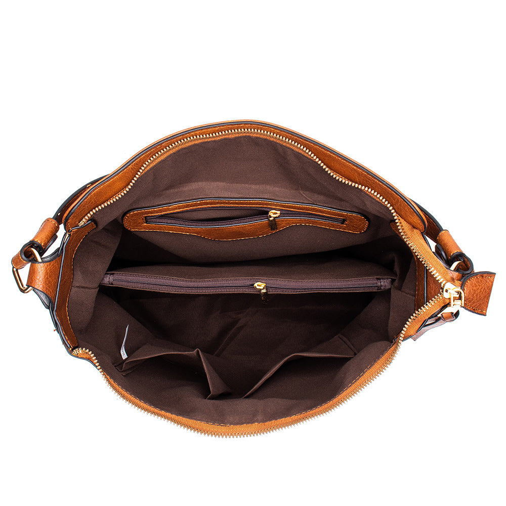 Brown Womens Soft PU Leather Hobo Bag - Large Casual Tote Handbag with Adjustable Crossbody Strap