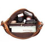 Brown Womens Soft PU Leather Hobo Bag - Large Casual Tote Handbag with Adjustable Crossbody Strap - Rear View