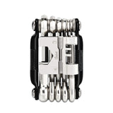 Black and Silver 16 in 1 Bicycle Repair Multi Tool - Compact Folding Bike Tool Kit with Chain Breaker for MTB Road Cycling - Rear View