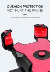 Red and Black Secure Grip Bike Phone Mount - Adjustable 360 Rotation Bicycle Handlebar Holder, Universal Cradle for MTB & Road Cycling - 45-Degree Angle