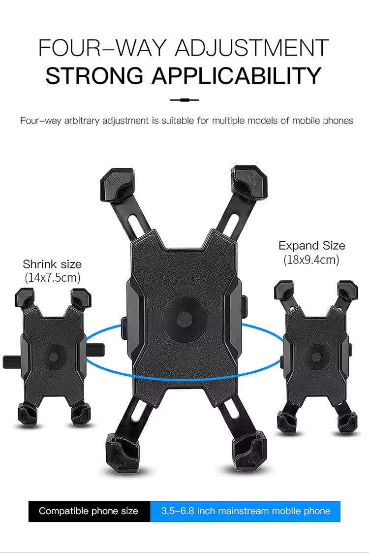 Red and Black Secure Grip Bike Phone Mount - Adjustable 360 Rotation Bicycle Handlebar Holder, Universal Cradle for MTB & Road Cycling