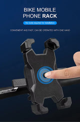 Blue and Black Secure Grip Bike Phone Mount - Adjustable 360 Rotation Bicycle Handlebar Holder, Universal Cradle for MTB & Road Cycling - Front View