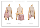 Brown Chic 3-Piece Women's Handbag Set - PU Leather Tote, Crossbody Bag & Clutch Purse - 45-Degree Angle