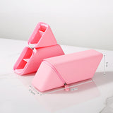 Pink Transforming Silicone Pencil Case - Stand-Up Pen Holder & Stationery Organizer