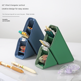 Dark Blue Transforming Silicone Pencil Case - Stand-Up Pen Holder & Stationery Organizer - Front View