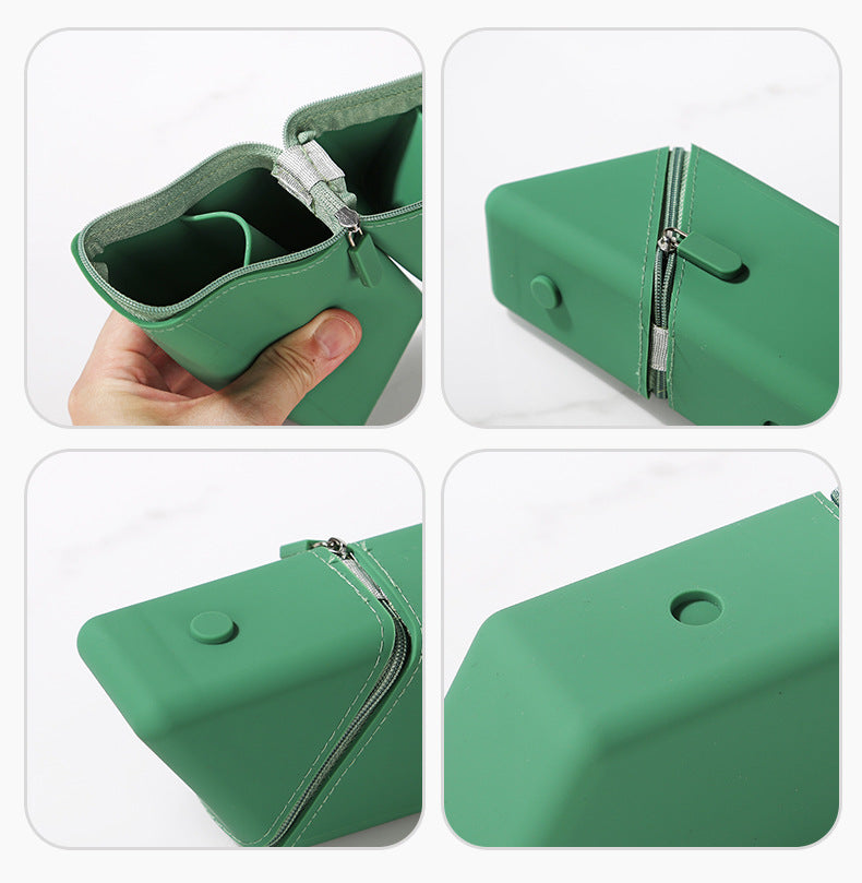 Dark Blue Transforming Silicone Pencil Case - Stand-Up Pen Holder & Stationery Organizer