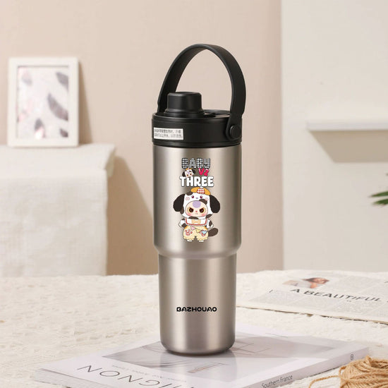 Silver - Baby 3 30oz Ceramic-Lined Insulated Tumbler with Handle, 735ml Stainless Steel Travel Mug