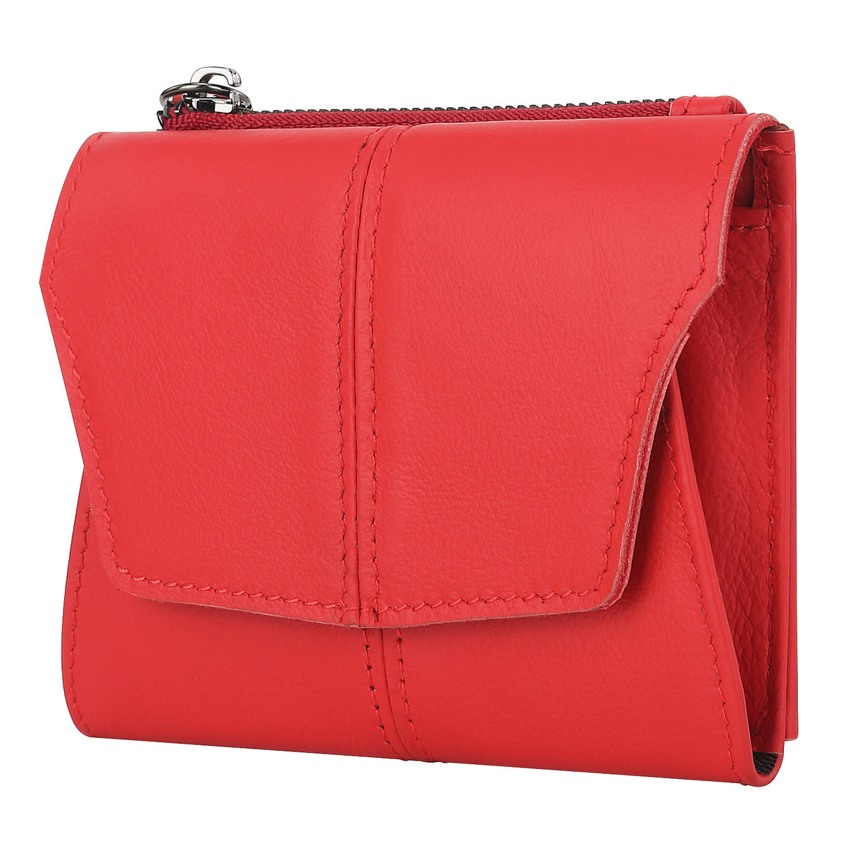 Red Genuine Leather Women's Wallet -C Multifunctional Coin & Card Holder, Fashionable Card Box in Top-Grade Cowhide