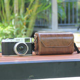 Coffee PU Leather Camera Bag for Fujifilm X Canon G Olympus PEN - Compact Vintage Design