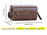 Coffee PU Leather Camera Bag for Fujifilm X Canon G Olympus PEN - Compact Vintage Design - Front View