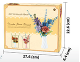 Blue DIY 3D Wooden Flower Bouquet Puzzle Set with Vase - Craft Kit for Kids and Adults - Front View