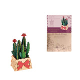 Thousand Flowers DIY 3D Wooden Cactus Puzzle with Red Flowers - 46-Piece Kids' Craft Toy - Front View