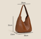 Black Retro PU Leather Tote Bag for Women - Casual Single Shoulder Crossbody Bag - Side View
